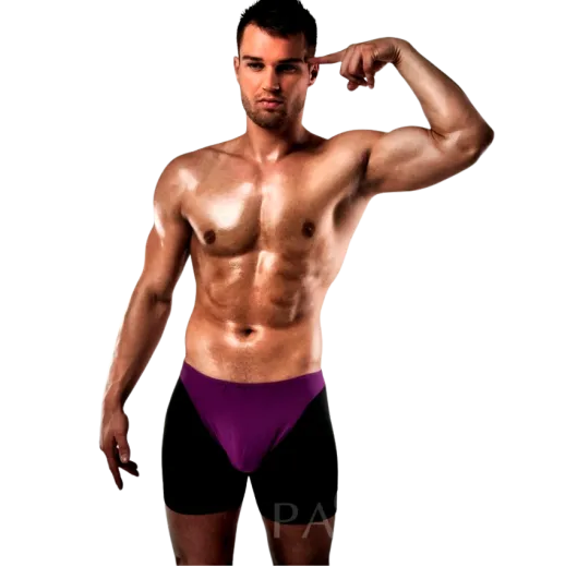 PASSION - BOXER 009 LILA/SCHWARZ EROTISCHE DESSOUS S/M