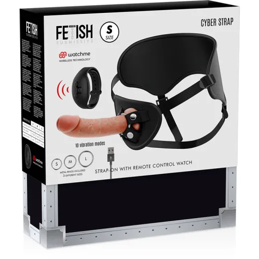 FETISH SUBMISSIVE CYBER STRAP - HARNESS MIT FERNBEDIENUNGS-DILDO-UHREN-TECHNOLOGIE