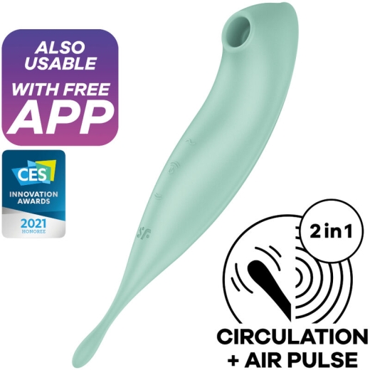 SATISFYER - TWIRLING PRO+ AIR PULSE STIMULATOR & VIBRATOR APP GRÜN