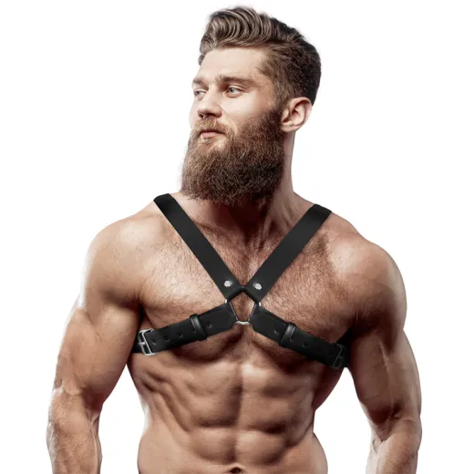 FETISH SUBMISSIVE ATTITUDE - VERSTELLBARER BULLDOG-BRUSTHARNESS AUS ÖKOLEDER FÜR HERREN