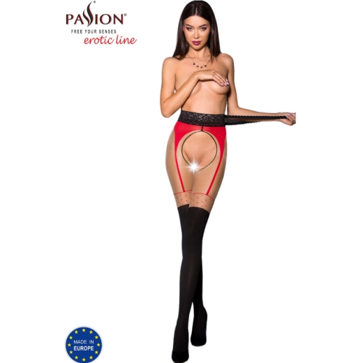 PASSION - TIOPEN 003 ROTE STRUMPFHOSE 1/2 20/40 DEN