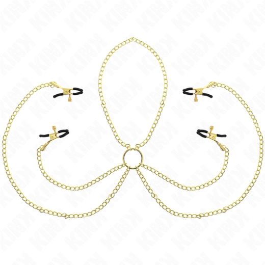 KINK - 4 Nippel- und Kitzlerklammern, verstellbar, Gold