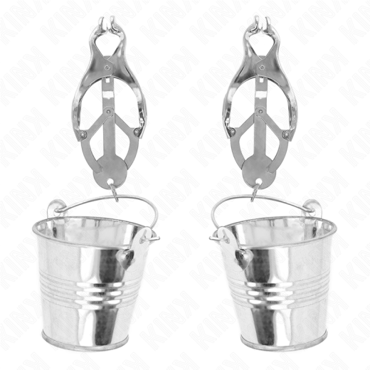 KINK - JAPANISCHE KLEEBLATT-NIPPELKLAMMERN MIT EIMER SILBER