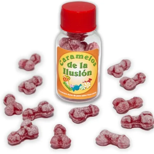 DIABLO PICANTE - 12 PENISFÖRMIGE ILLUSIONSBONBONS ERDBEERE/KIRSCHE
