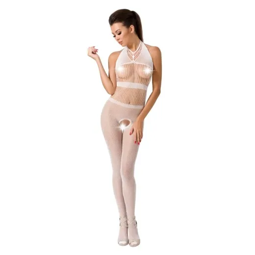 PASSION - WOMAN BS048 WEISSER BODYSTOCKING, EINE GRÖSSE