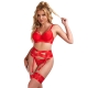 SUBBLIME - 955250 ROTER BONDAGE-BH MIT STRUMPFBAND-SET S/M