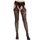 LEG AVENUE - BLUMENSPITZENSTRÜMPFE MIT STRUMPFBÄNDERN UNITED BLACK